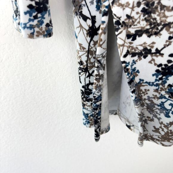 J. Jill Womens Pure Jill Velvour Tunic Top Size L Floral Long V Neck Winter Blue - Picture 4 of 7